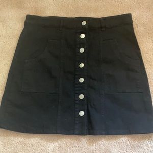 Black Denim Mini Skirt Button Up